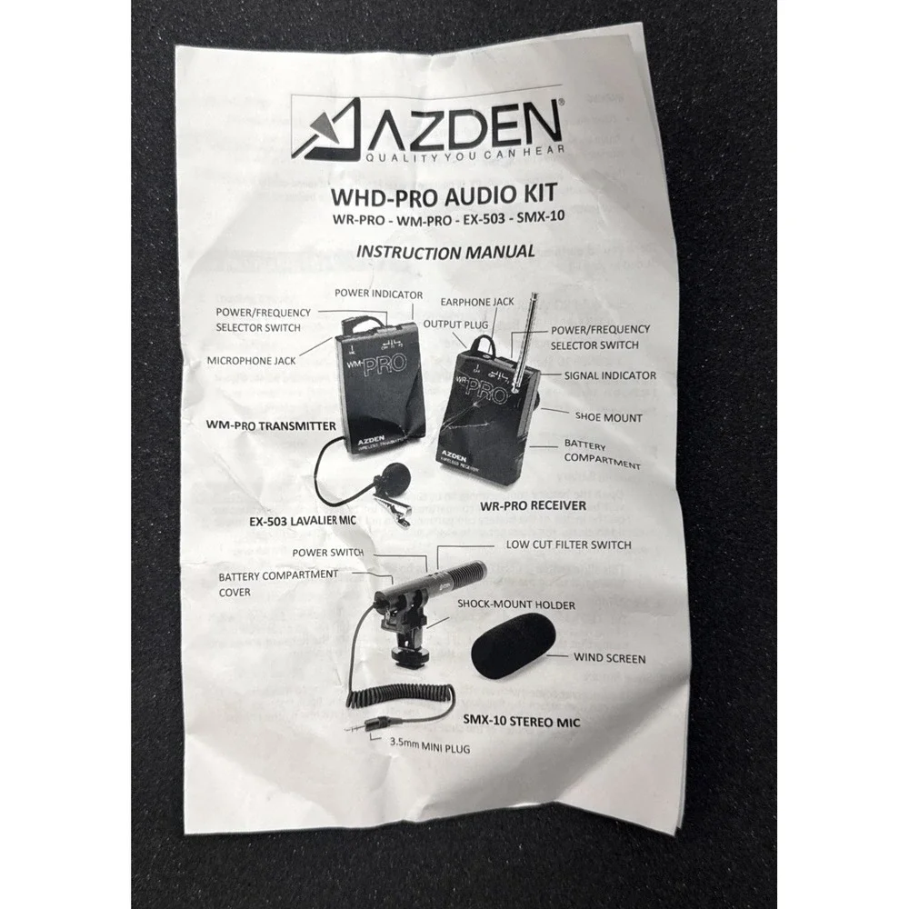Azden WHD-PRO Pro Series Stereo Audio System Kit for HD SLR's & Mini DV Cameras
